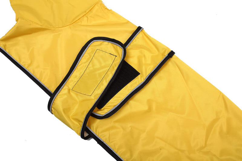 Geyecete Dog Jacket Adjustable Lightweight Dachshund Raincoat with Reflective Straps and Harness Hole Best Gift for Dachshund，High collar -Yellow -L L(Back Length:41-43CM) Yellow - PawsPlanet Australia