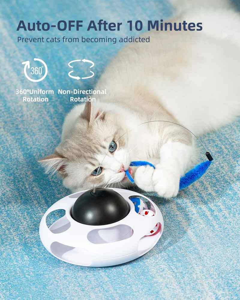 Asapet Interactive Cat Toys with 3 Toys Replacements and Roller Tracks Ball, Cat Toys Automatic Electric Rotating Butterfly Kitten Toys Funny Cat Exercise Toys Cat Teaser Toys for Indoor Cats - PawsPlanet Australia