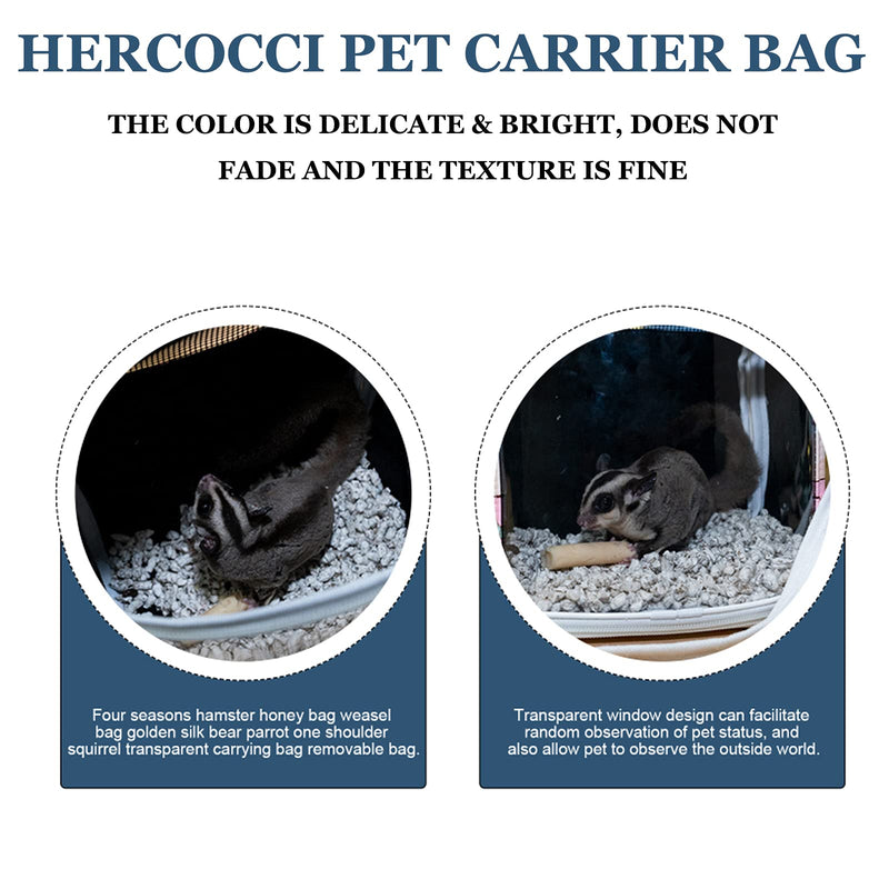 HERCOCCI Hamster Carrier Bag, Breathable & Portable – Small Animal Travel Bag with Detachable Strap Zipper for Gerbil Hedgehog Mouse Sugar Glider (Blue) Blue - PawsPlanet Australia