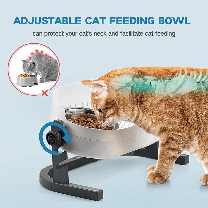 ALL FOR PAWS 3 In 1 Elevated Double Dinner, (44x26x19CM), Raised Pet Bowls for Cats and Dogs Adjustable Elevated Feeder Bowls, Good for Pets'Digestion and Joints(S) S - PawsPlanet Australia