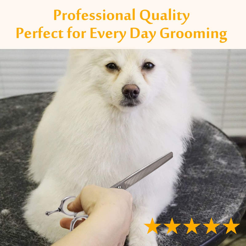 JASON 7" Multipurpose Dog Grooming Scissors, Combines Cutting, Thinning, Blending and Texturizing Features, Reversible Pet Trimming Shears for Right Handed Groomers, JP 440C Silver - PawsPlanet Australia