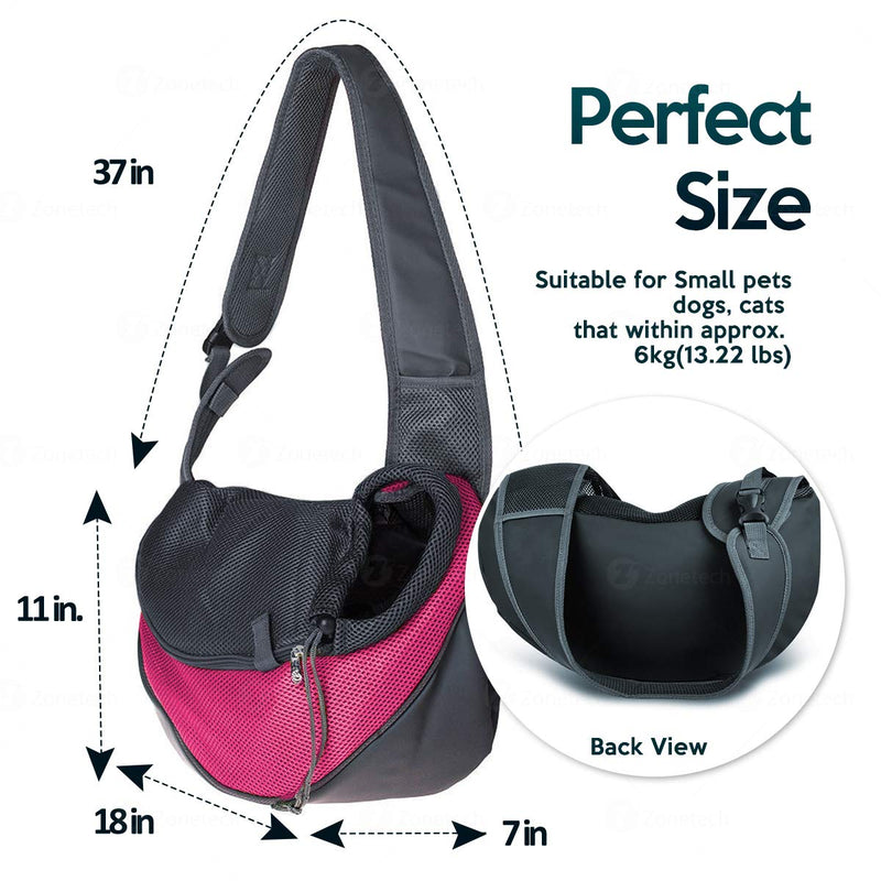 Zone Tech Pet Sling Bag Carrier - Premium Quality Adjustable Breathable Safe Stylish Travelling Pet Hands-Free Sling Bag Perfect for Small Dogs and Cats - PawsPlanet Australia