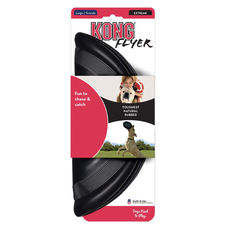 KONG - Extreme Flyer - Durable Rubber, Soft Flying Disc for Power Chewers, Black - Large Dogs 1 - PawsPlanet Australia