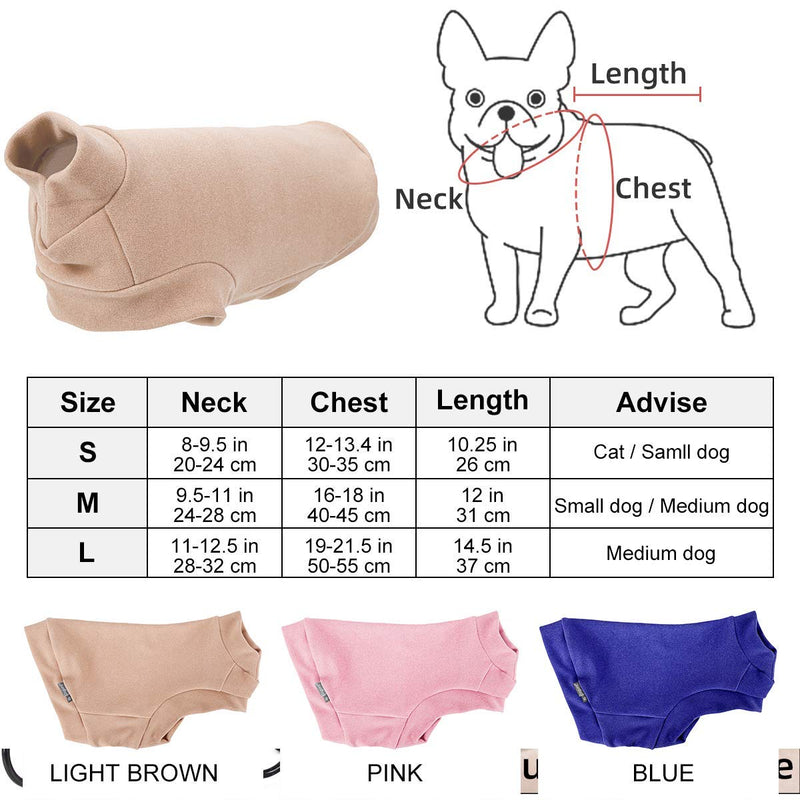 Small Dogs Jumpers Soft Fleece Vest Dog Sweatshirt, Puppy Kittens Winter Clothes Warm Jacket Coat Cold Weather Apparel Pet Pajamas Warm Tshirt for Sphynx Hairless Cat Chihuahua Bulldogs Brown S - PawsPlanet Australia