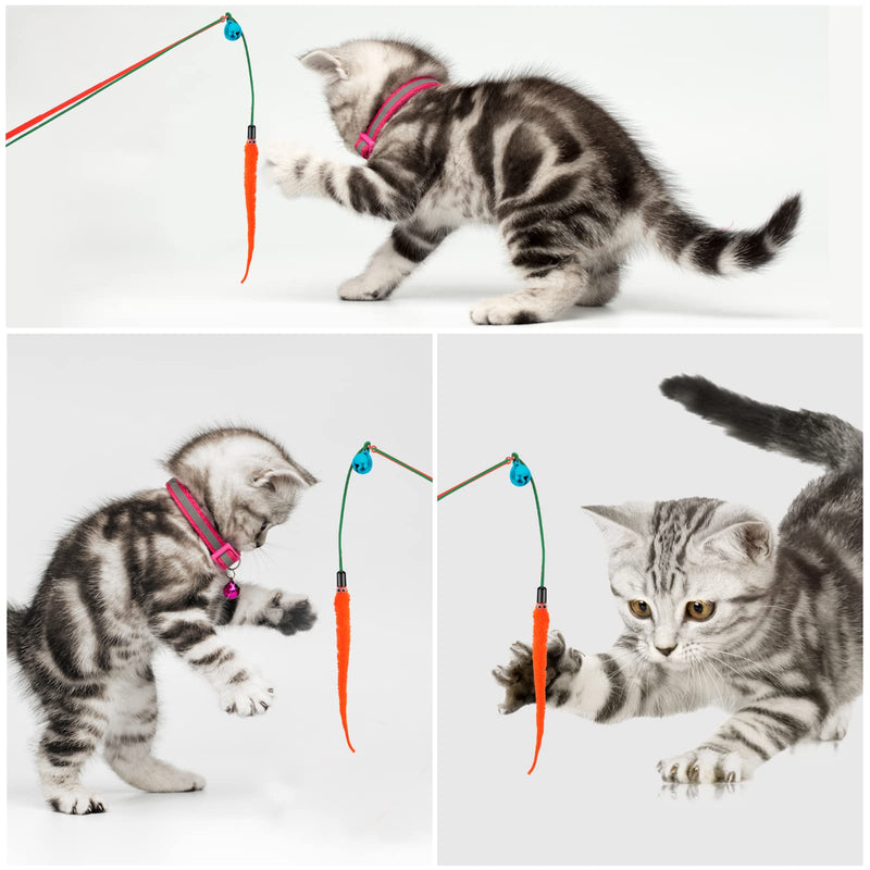Molain Interactive Magic Wand Toy for Cats, 6 Pieces Assorted Furry Worm Cat Wand Toy Replacement Worm Refills with Bell Cat Worm Refill Chaser - PawsPlanet Australia