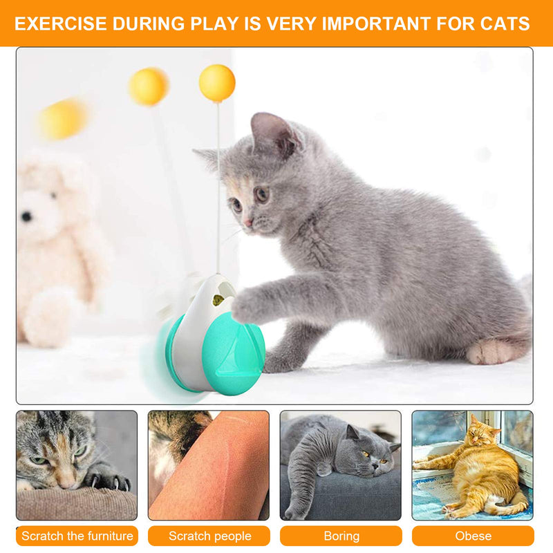 Cat Toys Interactive Ball, Balanced Cat Toy with Ball for Indoor Cats Ball with Wheels Automatic, No need Recharge Cat Treat Toys Rotating Rolling Balls Balance Swing IQ Training Toy for Kitten/Cats - PawsPlanet Australia