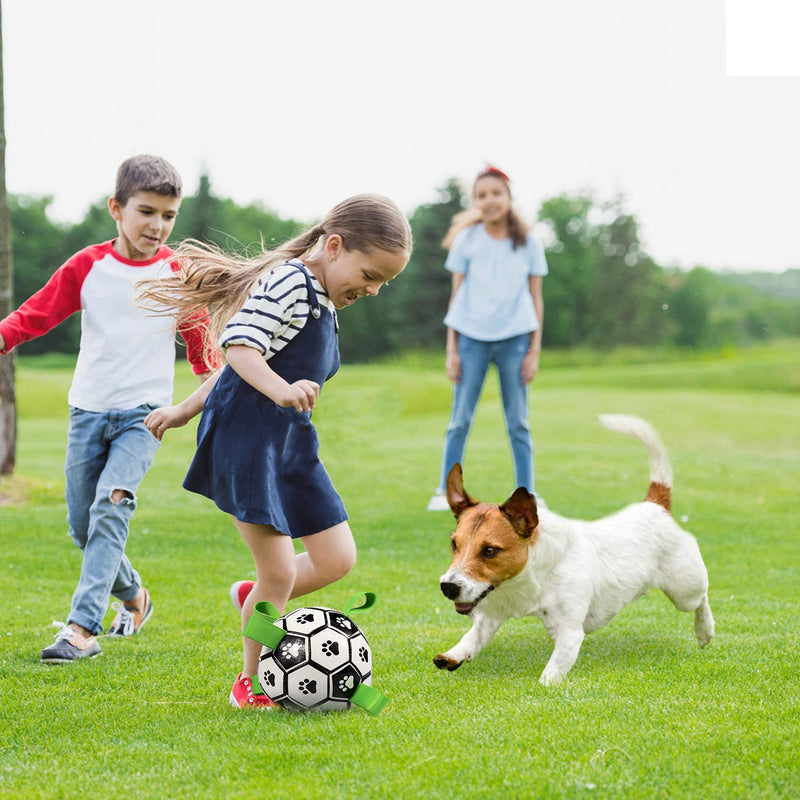 LucaSng Dog Soccer Ball Toy, Interactive Dog Toys Soccer Ball with Grab Tabs Dog Water Toy Dog Toy Ball Present Gift for Small & Medium Dogs - PawsPlanet Australia