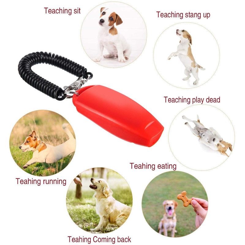 Tatuo 2 Pack Dog Clicker Dog Whistle to Stop Barking Dog Training Clicker Dog Whistle Clicker 2 in 1 New Upgrade Training Tools with Wrist Strap (Red) Red - PawsPlanet Australia