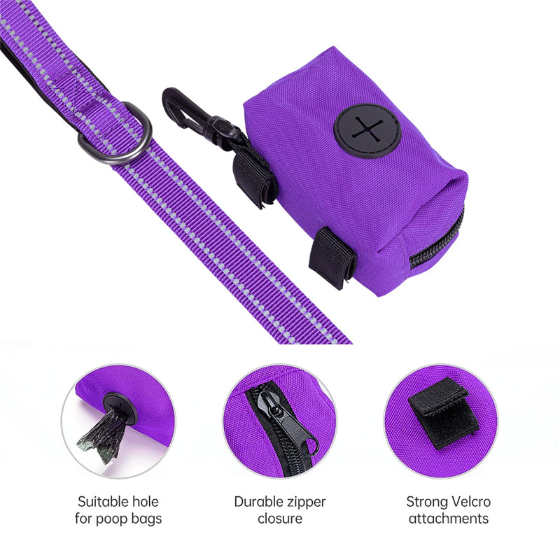 EXCELLENT ELITE SPANKER Reflective Nylon Dog Training Leash Strong Durable Dog Leash 5 Feet Long 1" Wide with Poop Bag Holder for Small and Medium Dogs（Purple）Purple 5.2FT*1'' - PawsPlanet Australia