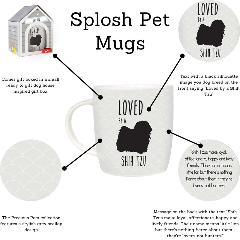 Splosh Precious Pets Mug Collection – Shih Tzu, Grey and Black Ceramic Mug with Pet Silhouette, Gift Boxed, Dishwasher Safe - PawsPlanet Australia