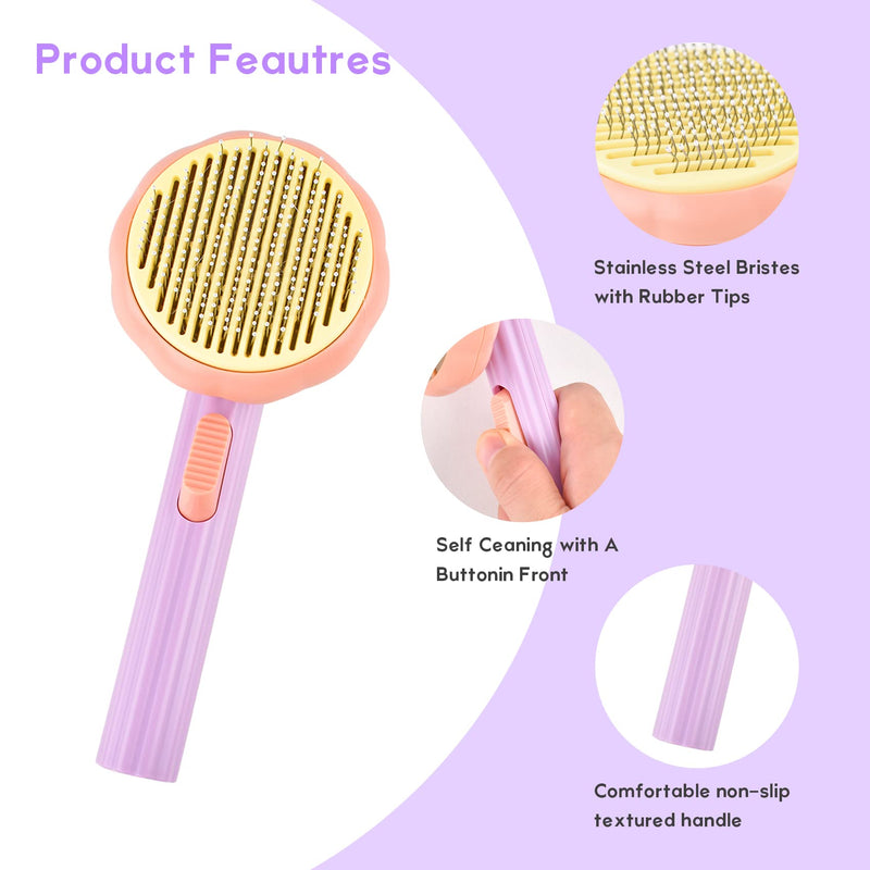 Dog or cat grooming brush for long or short haired cats, cat brush with nail clippers and files, cat comb for kittens, puppy massage, removes tangles and loose fur - PawsPlanet Australia