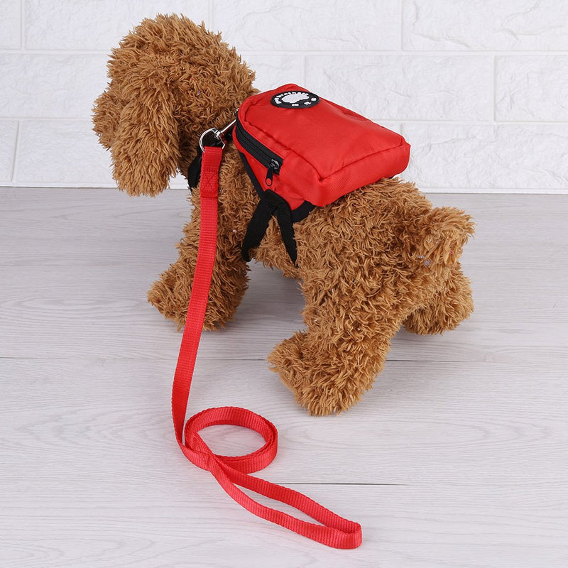 [Australia] - Filfeel Pet Backpack Leash, Small Dog Snack Storage Bag Harness with Lead Red L 