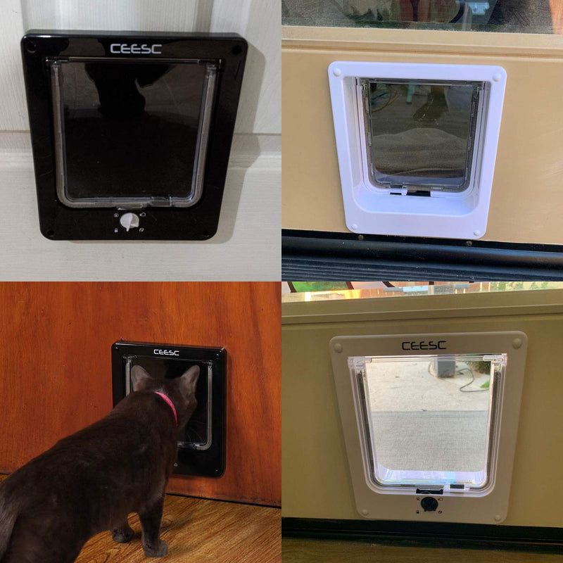 CEESC Large Cat Flap (Outer Size 11.6" x 9.8"), Rotary 4 Way Locking Cat Flap Door for Interior Exterior Doors, Weatherproof Pet Door for Cat & Doggie with Circumference < 24.8",Upgraded Version - PawsPlanet Australia