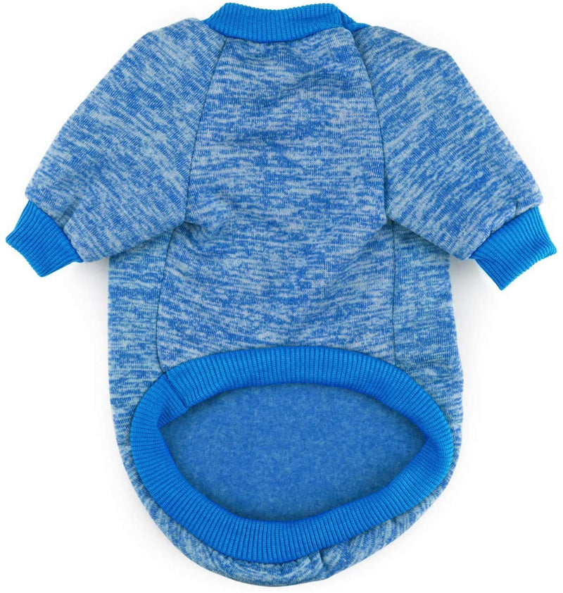 Idepet Pet Dog Classic Knitwear Sweater Fleece Coat Soft Thickening Warm Pup Dogs Shirt Winter Pet Dog Cat Clothes Puppy Customes Clothing for Small Dogs(Read The Size Chart First) XX-Small Blue - PawsPlanet Australia