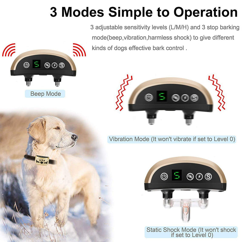 [Australia] - Dog Bark Collar -7 Adjustable Sensitivity and Intensity Levels-Dual Anti-Barking Modes Rechargeable/Rainproof/Reflective -No Barking Control Dog shock Collar for Small Medium Large Dogs 