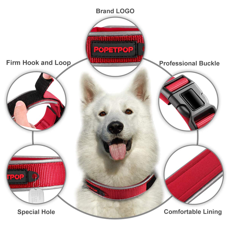 POPETPOP Dog Collar Personalized Reflective Nylon Pet Classic Collars (Size M) - PawsPlanet Australia