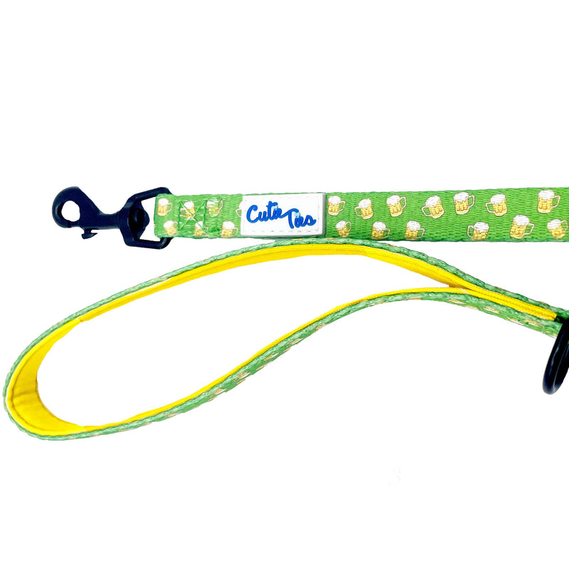 CUTIE TIES Dog Leash – Durable Nylon Material - Premium Quality Leash for Dogs - Fancy Leashes - Cute Dog Leash in Two Sizes - Green Beer Small (5/8" x 5') - PawsPlanet Australia