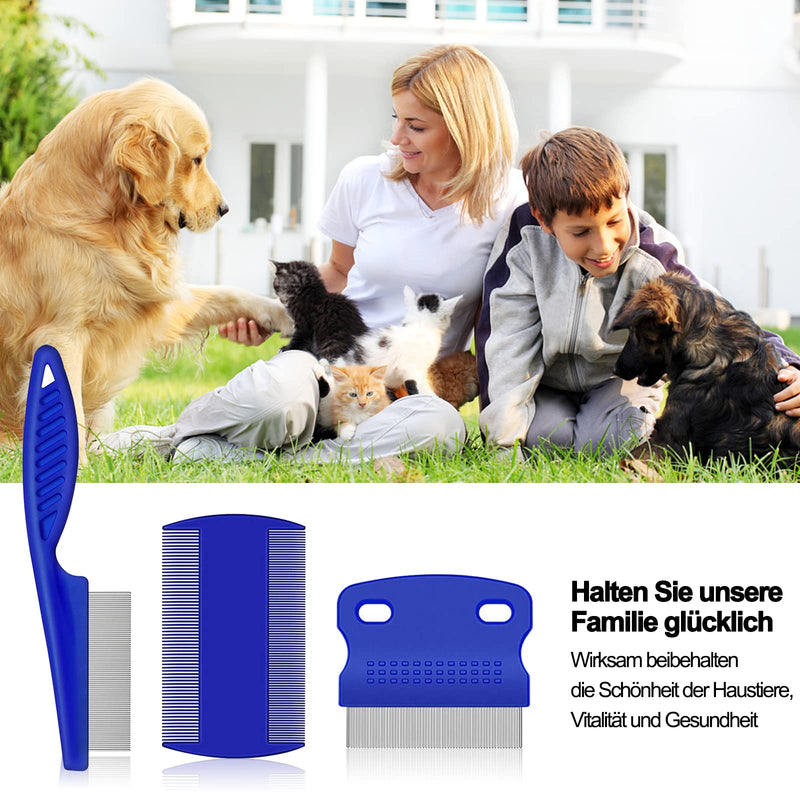 Pack of 3 cat dog flea combs, flea tear stain remover comb, pet dog cat care comb, stainless steel safe metal tooth removal combs for effective against fleas and lice, professional flea comb - PawsPlanet Australia