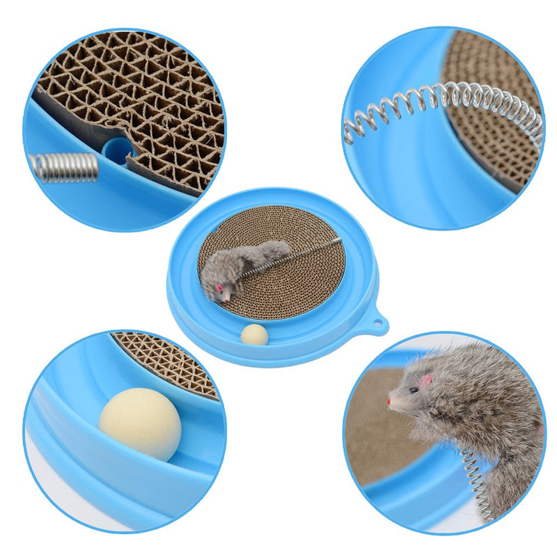 [Australia] - AUOON Cat Scratcher Toy, Cat Turbo Toy, Post Pad Interactive Training Exercise Mouse Play Toy with Turbo and Ball Blue 