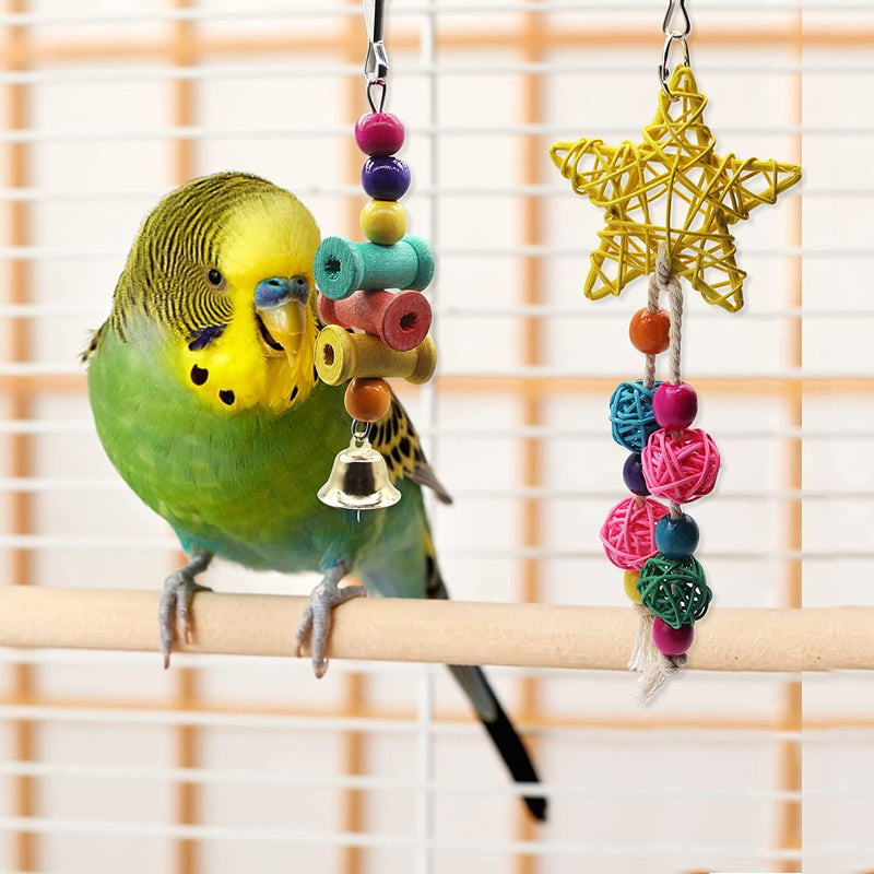 12-Pack Bird Parrot Toys, MQFORU Parrot Ladder Hanging Bell Swing Cage Toys- Budgie, for Budgerigar, Parakeet, Conure, Finches, Cockatiel, African Grey Parrot - PawsPlanet Australia