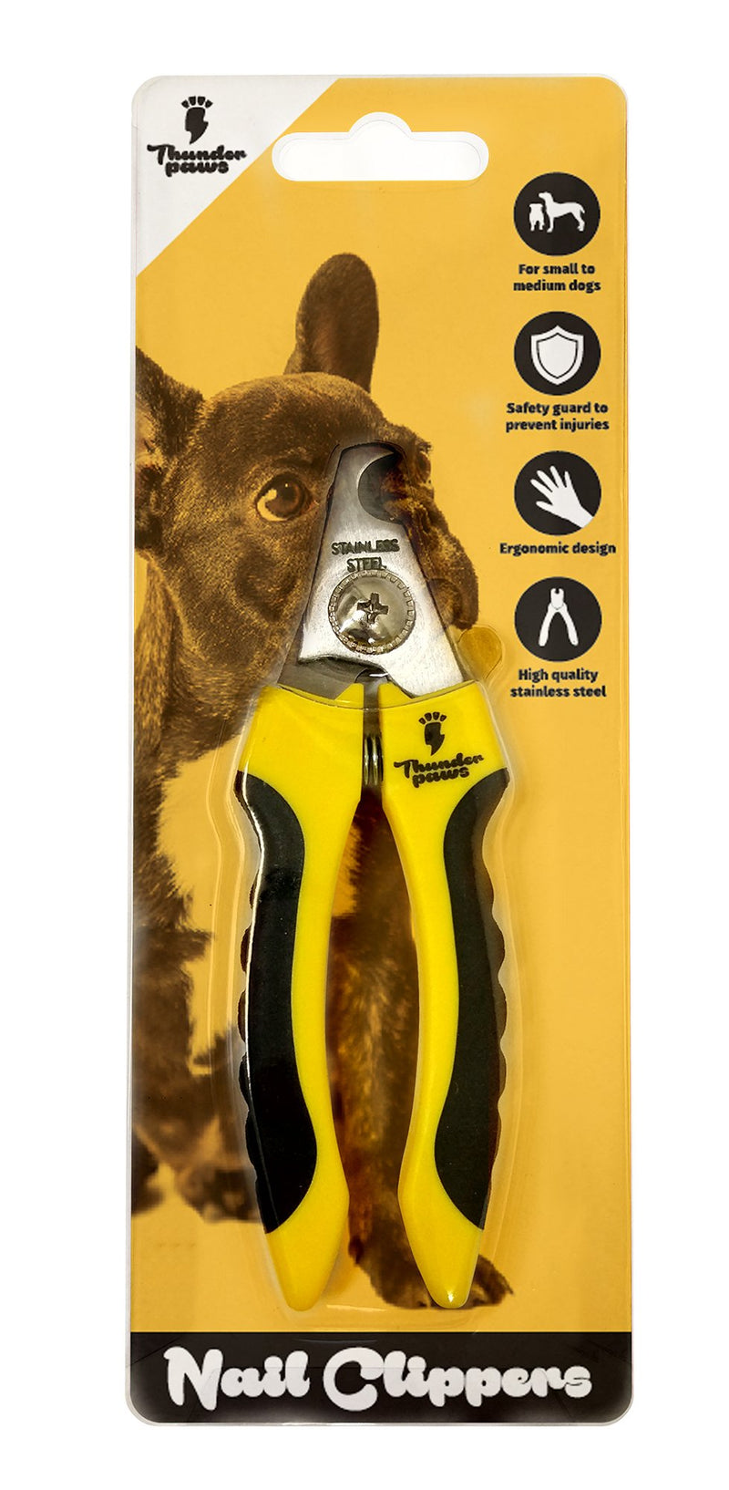 Thunderpaws Professional-Grade Dog Nail Clippers with Protective Guard and Safety Lock (Small to Medium Breeds, Yellow) Small to Medium Breeds - PawsPlanet Australia