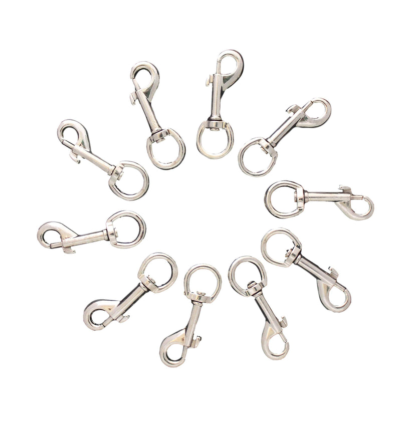 HIKS Products 16mm 5/8" Round Eye x 72mm long Nickel Plated Metal Snap Hook Trigger Clip Swivel Clasp ideal for use with Dog lead & Horse rug leg straps 5 Items - PawsPlanet Australia
