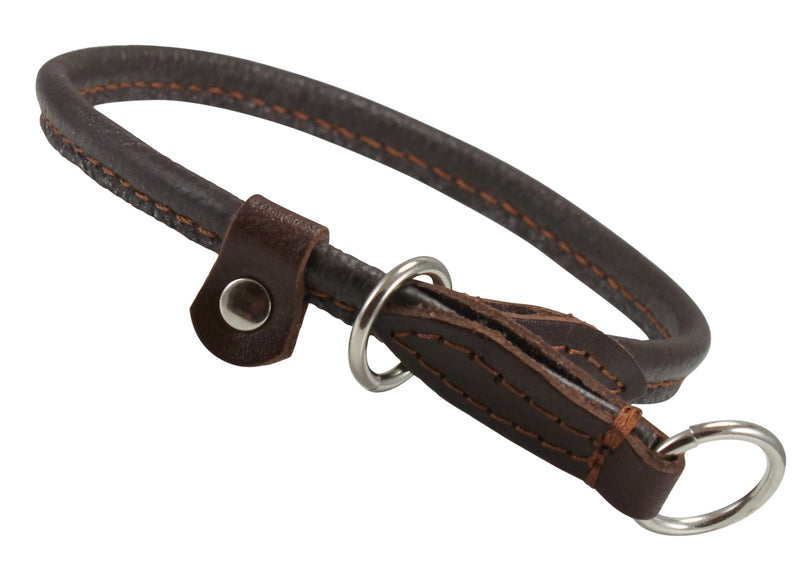[Australia] - Round Genuine Rolled Leather Choke Dog Collar Brown 20" Long 
