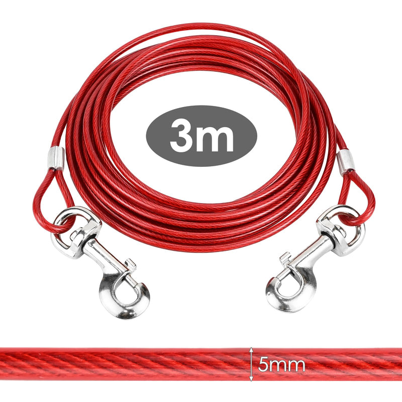 Tie-Out Leashes for Dogs, Leashes for Dogs, 3M Dog Tie Out Cables, Tie-Out Cables, Heavy Duty Dogs Chain Leashes, Yard Leashes for Dogs, for Small, Medium, Large Dogs (Red) - PawsPlanet Australia