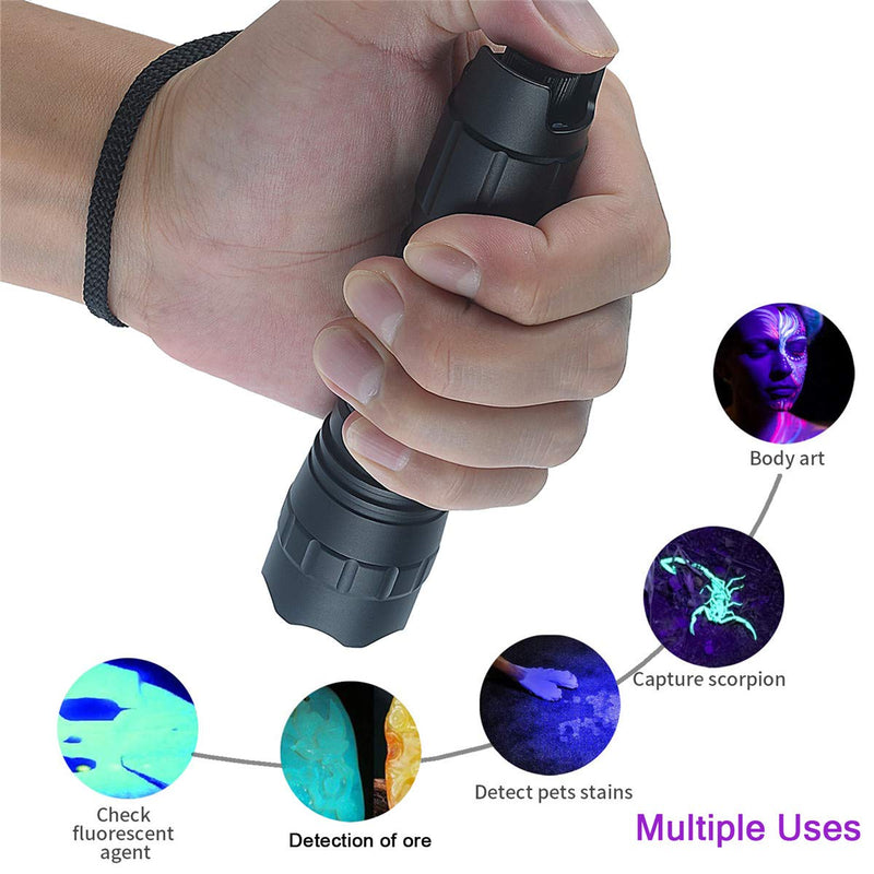 [Australia] - UltraFire 5W UV Flashlight,Infinite Dimming 395-405 nm BlackLight LED Flashlight,Zoomable,With Rechargeable Battery And Charger,For Dog/Cat Urine, Dry Stains, Bed Bugs, Scorpions,A/C Leak Detector 