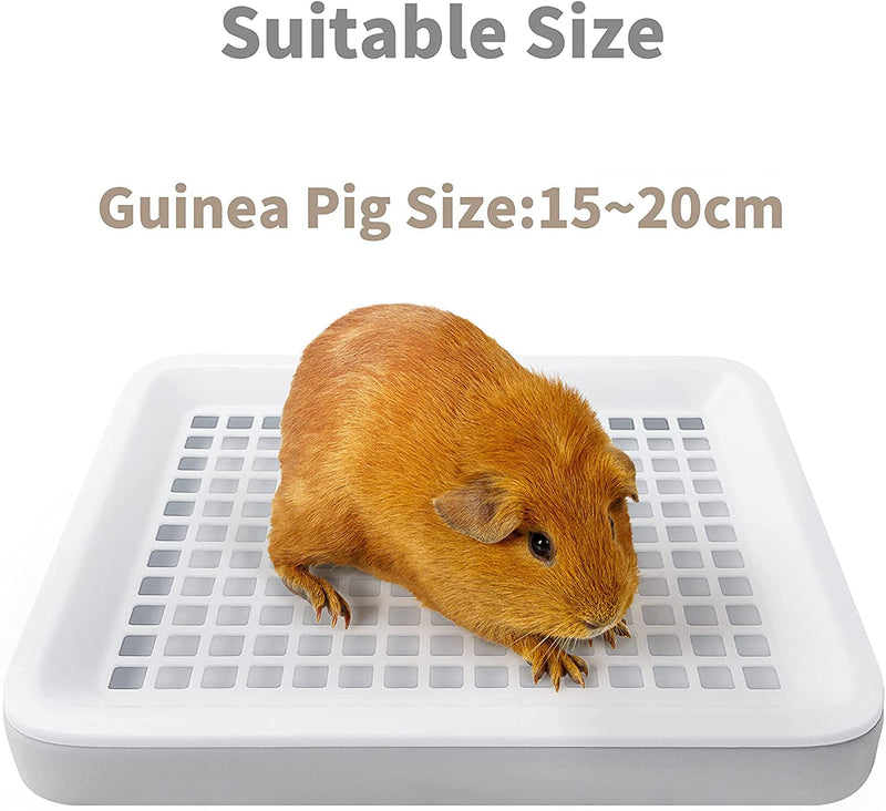 Guinea Pig Litter Pan with Grate, Small Animal Litter Box for Cage, Bunny Restroom Litter Tray Toilet Potty Trainer for Ferret Chinchilla Rat - PawsPlanet Australia