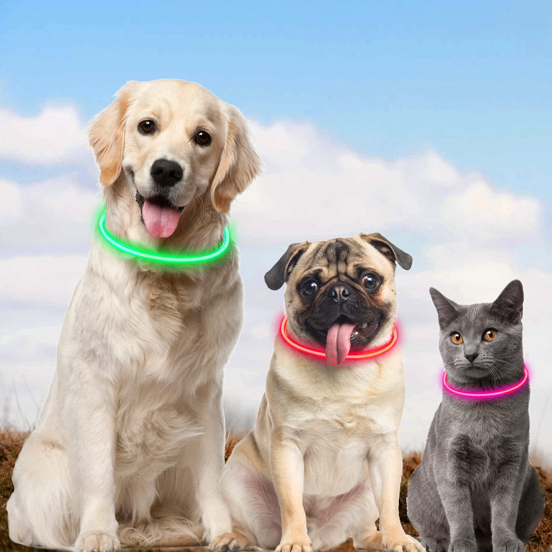 AUAUY LED light collar dog, USB rechargeable length adjustable pet safety collar, cuttable waterproof light collar for dogs and cats, 3 modes (green) green-universal - PawsPlanet Australia