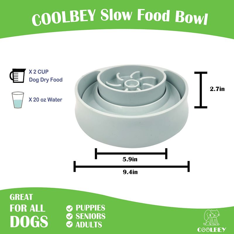 COOLBEY Dog Slow Feeding Bowl for Dogs and Cats ，Pet Puzzle Feeder with Sun and Moon Pattern，Healthy Design for Dog Pet Stop Bloat Bowl，Slow Down Eating and Drinking Water Blue - PawsPlanet Australia
