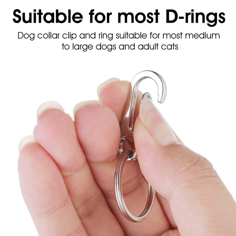 TIESOME Dog Tag Clips with Rings, 6 Pieces Dog Tag Clips 18 Pieces Tag Rings Stainless Steel Pet Tag Clip Dog Tag Holder Quick Release for Collar and Harness 1.3 x 0.6 Inch - PawsPlanet Australia