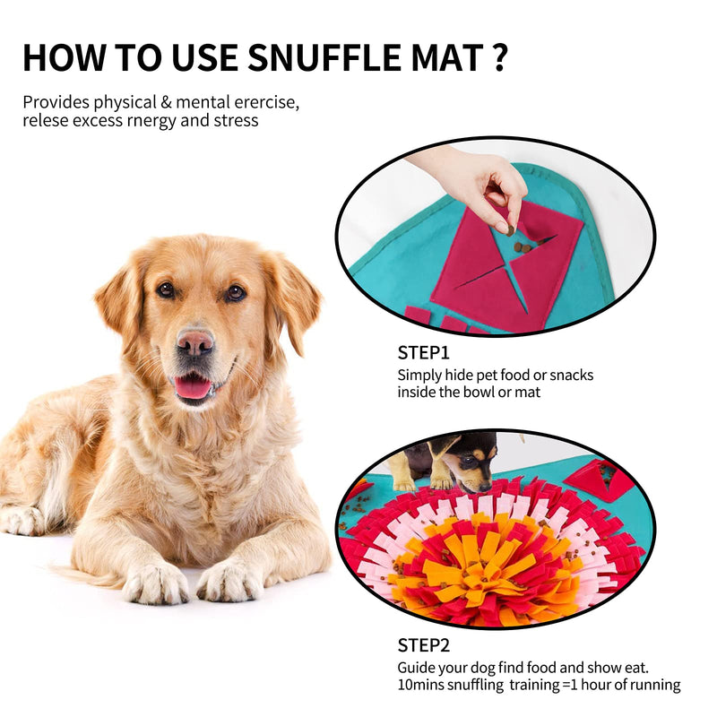 IEUUMLER Snuffle Mat for Dog Food Sniffing Feeding Mat Interactive Toys Encouraging Natural Foraging Puzzle Stress Relief Slow Feeding for Dogs 71x71cm Blue - PawsPlanet Australia