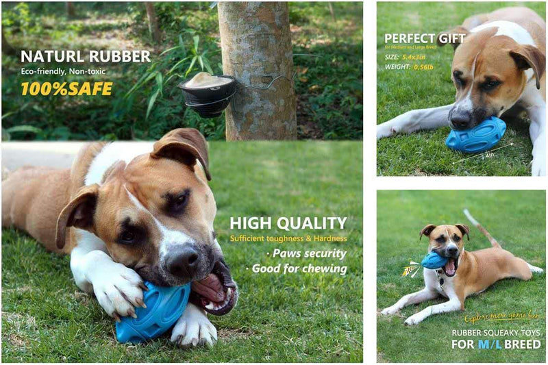 [Australia] - Xsesen Squeaky Dog Toys for Aggressive Chewers, Rubber Puppy Chew Ball with Squeakler, Chew Toys Molar Rugby Rubber Ball for Large and Medium Dogs Puppies Breed 