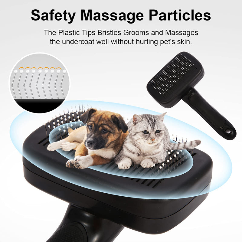 Self Cleaning Slicker Brush for Dogs Cats Grooming with Massage Particles Removes Undercoat Tangles knots Loose Hair for Small Medium Large sensitive Reduces Shedding Tangling for All Hair Types - PawsPlanet Australia