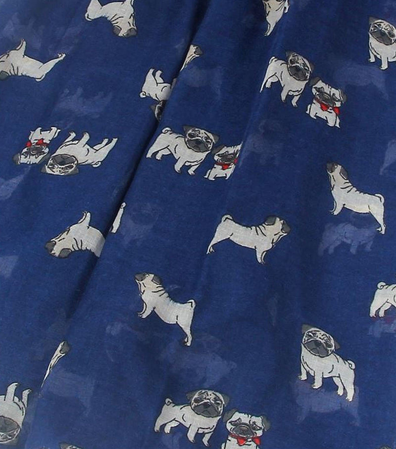 GFM Animal Print Scarf : Pug Pugs Dogs .PG-99-A-GHNL-Blue - PawsPlanet Australia