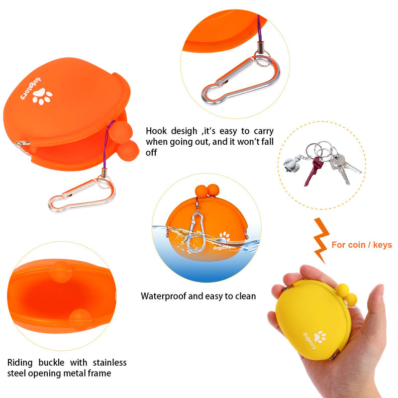 2 Packs Dog Cat Treat Pouch, Silicone Cat Dog Training Bag Portable Dog Treat Bags Multi-Purpose Pouch Coin Purse Key Case with Semi-Closed Opening for Dog Travel and Training(Yellow + Orange) Yellow + Orange - PawsPlanet Australia