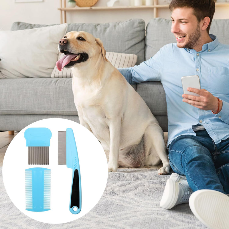 Pack of 3 Flea Comb Dog Professional Cat Comb Stainless Steel Pet Comb Flea Comb for Cats Lice Comb Flea Comb Pet Tear Stain Remover Comb for Dog Cat - PawsPlanet Australia
