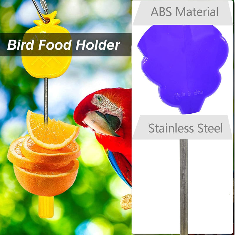 Bonaweite 2 Pack Bird Food Holder, Pet Parrot Feeders, Stainless Steel Birds Fruit Vegetable Stick Holders, Foraging Toy, Bird Treat Skewer Grape - PawsPlanet Australia