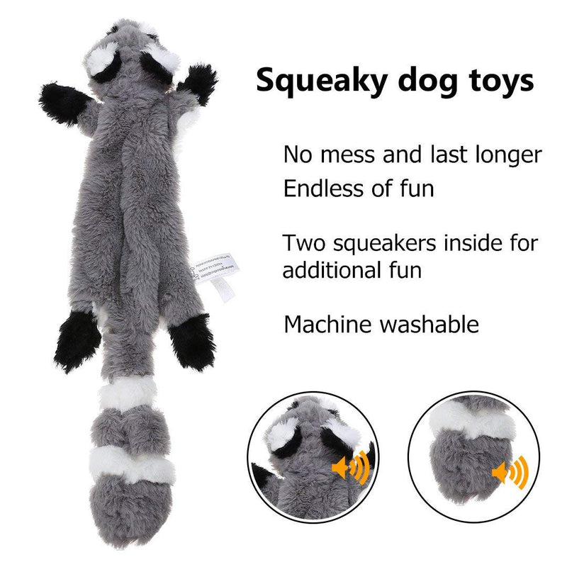 Stuffingless Dog Toy, Squirrel Raccoon Squeaky Plush Dog Toy, Stuffingless Dog Chew Toy for Small Medium Dogs - 2 Pack, 45cm 2 Packs, 45cm - PawsPlanet Australia