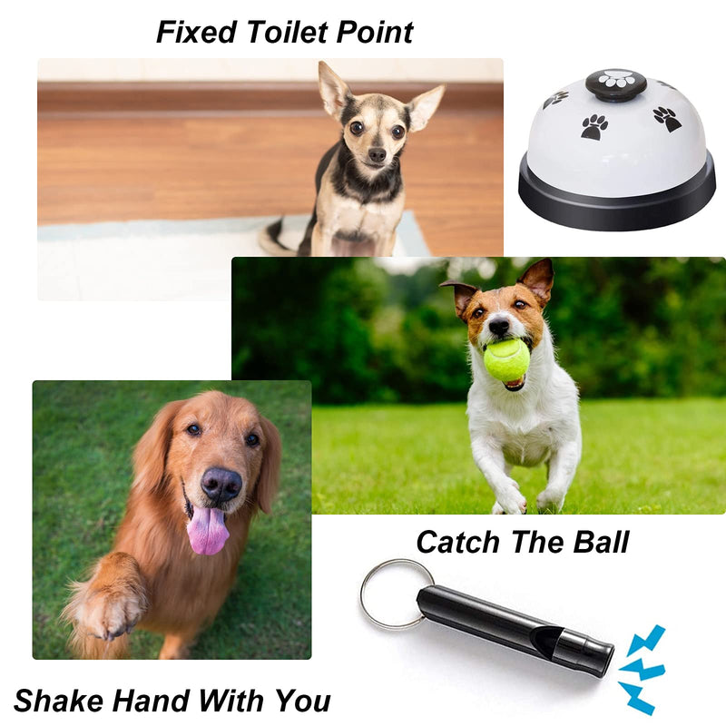 XIRGS Dog Bell, Training Potty Pet Doorbell Adjustable Door Press Bell for Toilet Training Hunting 7 Large Dog Training Bells Clear Ring Pet Tool Communication Device with Whistle (Black) Black - PawsPlanet Australia