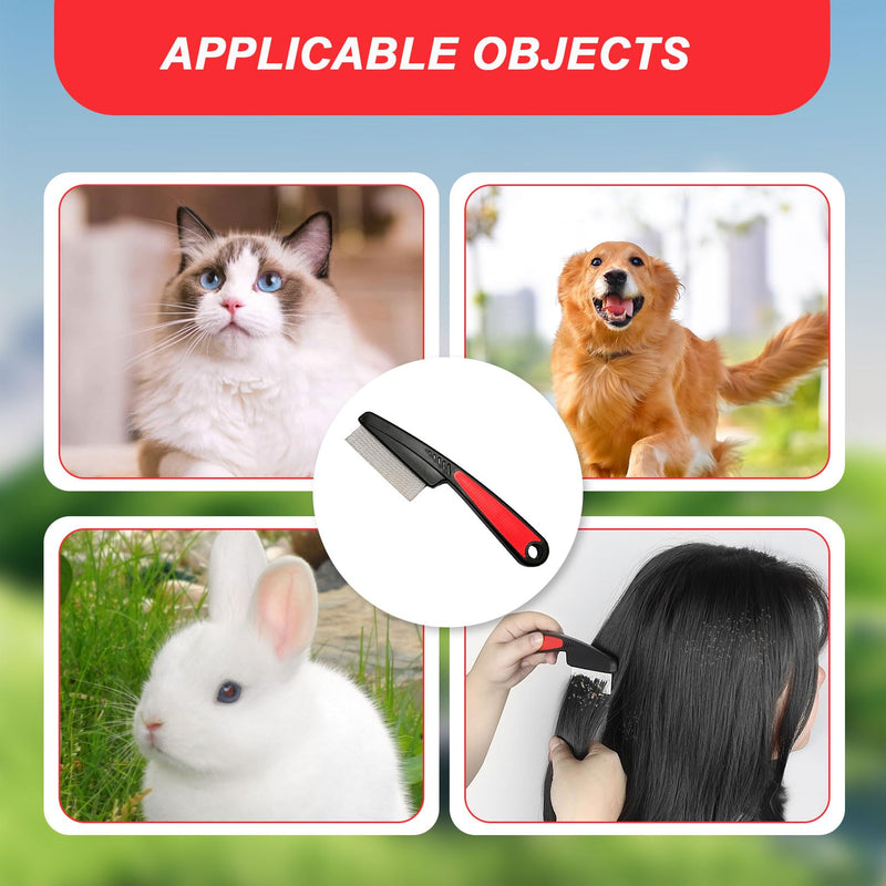 Cat Comb, Stainless Steel Gentle Scalp Care Cat Brush, Stable Durable Lice Comb, Dog Comb Suitable for Cleaning Cat and Dog Lice Tangles Flea and Other Dirt Black Color Flea Comb - PawsPlanet Australia