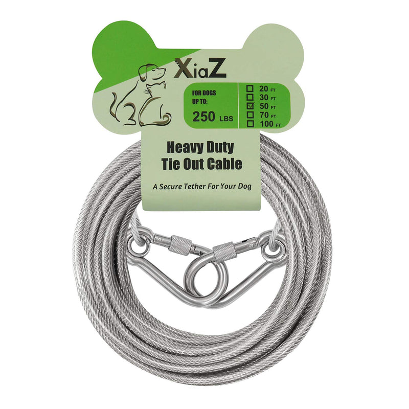 XiaZ Dog Runner Tie Out Cable for Dogs Up to 60/250 Pound, 10ft 20ft 30ft 40ft 50ft 70ft 100ft Dog Lead Line for Yard, Camping, Park, Outside 50 ft - PawsPlanet Australia