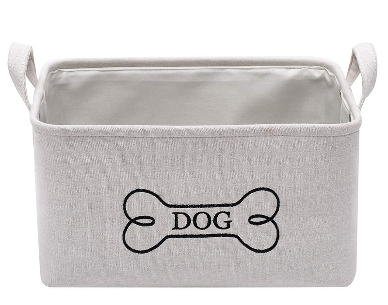 Geyecete Canvas Fabric Dog Toy Basket - Laundry Basket Storage Bin for Dog Toys, Dog Blanket, Dog Clothes Storage white color-Dog-White - PawsPlanet Australia