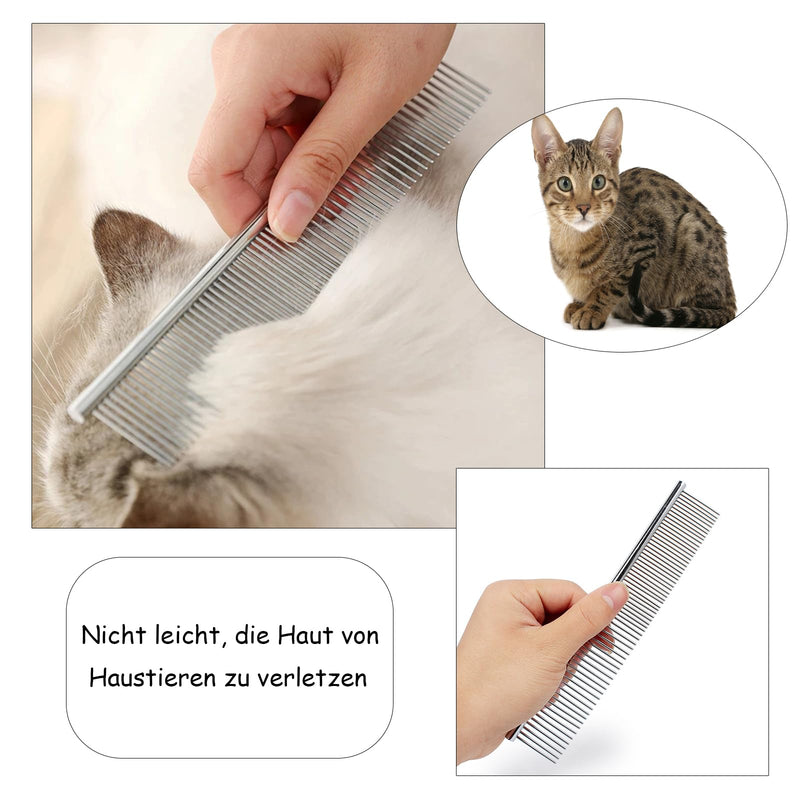 Wasuqo 1pcs2-in-1 Detangling Stainless Steel Dog Comb, Smoothing Design, Pet Steel Comb with Rounded Ends Stainless Steel TeethIdeal for Cats and Dogs and Pet Grooming Combs - PawsPlanet Australia