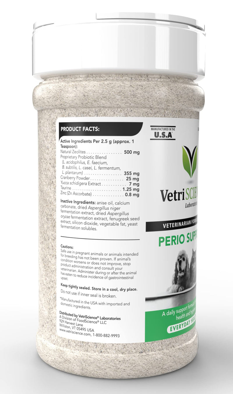 VETRISCIENCE Perio Support Teeth Cleaning Powder for Cats and Dogs, 4.2oz – Reduce Plaque By 20% - Bad Breath and Tartar Control – Vet Recommended, 900988.005 - PawsPlanet Australia