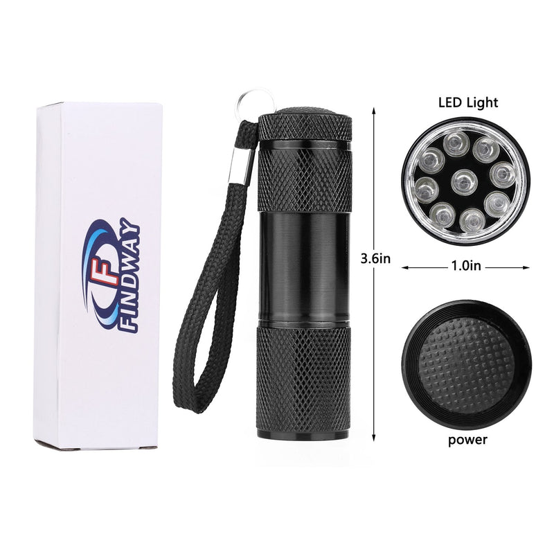 [Australia] - Findway 5 UV Ultra Violet Blacklight 9 LED Flashlight Torch Light Outdoors,Pet Urine Detector for Dog Urine,Pet Stains and Bed Bug Detector,Dog Urine Remover 9led 