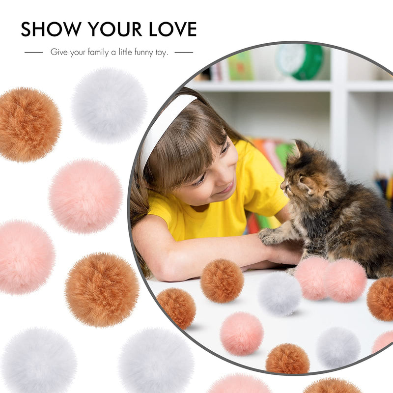 18 Pieces Cat Ball Toys Cat Furry Ball Large Plush Soft Artificial Fur Patch Puff Pom Balls Furry Rattle Ball Furry Patch Ball Interactive Cat Toys for Cat Kitten Having Fun Exercise Playing - PawsPlanet Australia