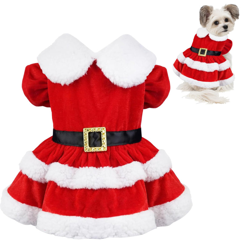 GOYOSWA Dog Christmas Dress Dog Christmas Outfit Clothes Red Dog Santa Costume Dog Holiday Outfit Christmas Dresses for Small Medium Dogs (Christmas Dress, Large) - PawsPlanet Australia